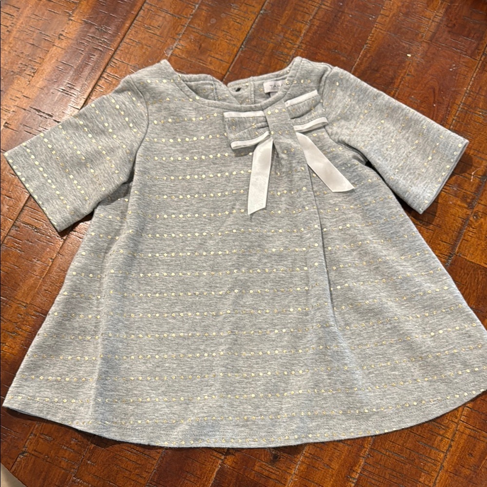 Gray Dress with Bow Accent